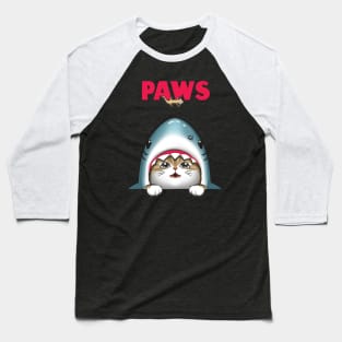 Paws Cat Shark Attack Cute Funny Cat Parody Top Baseball T-Shirt